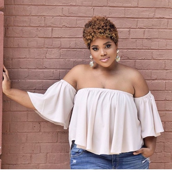 Rainbow Tops - Off the shoulder blush pink top